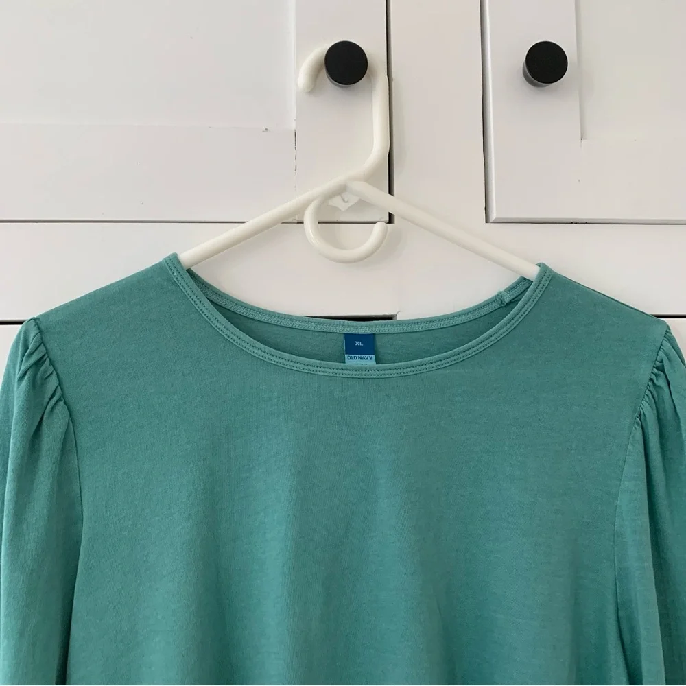 Old Navy Teal Vintage Easy Puff Sleeve Top Size XL